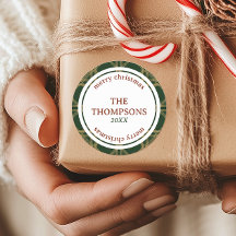 Classic Christmas Heritage Green Plaid Family Name