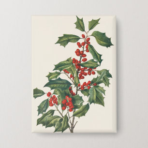 Classic Christmas Holly with Red Berries Art