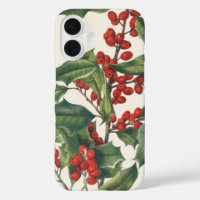 Classic Christmas Holly with Red Berries Art