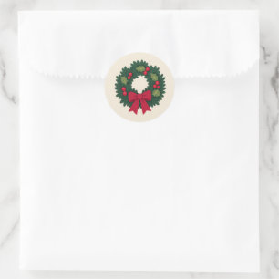 Classic Christmas Holly Wreath Envelope Seal