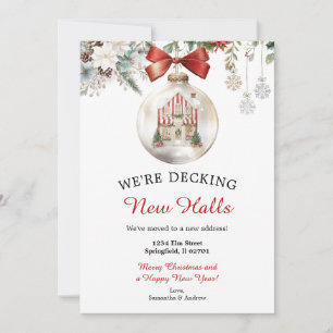 Classic Christmas House Winter Bauble New Address Invitation