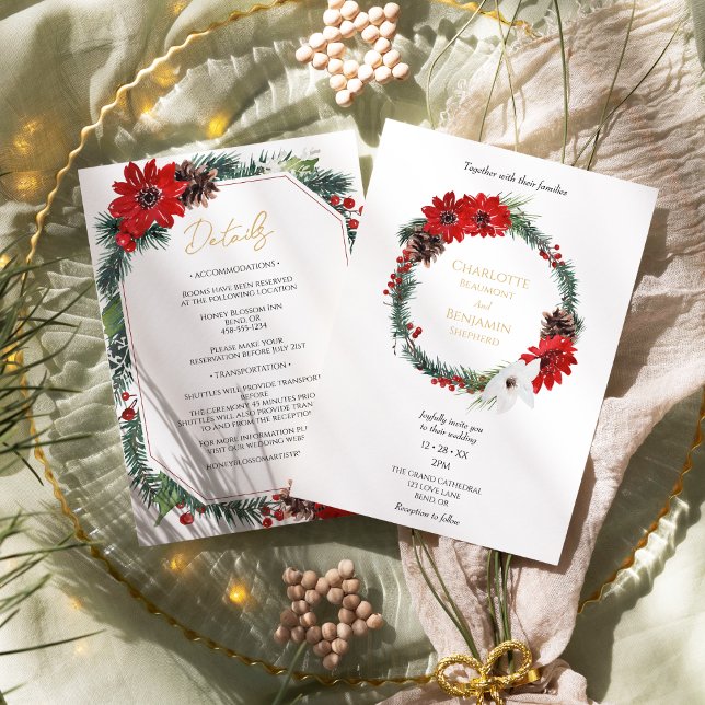 Classic Christmas Modern Wedding Details And Invitation (Creator Uploaded)