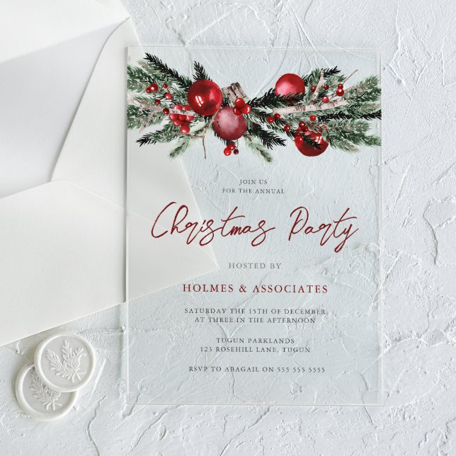 Classic Christmas Office Corporate Christmas Party Acrylic Invitations (Creator Uploaded)