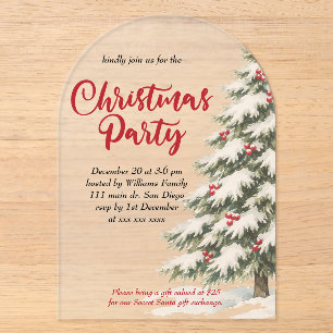 Classic Christmas Party Acrylic Invitations