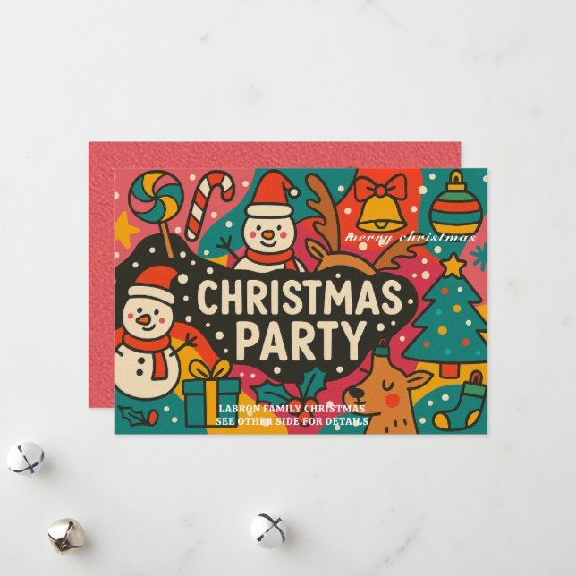 Classic Christmas Party Invitation - Holiday Event (Front/Back In Situ)