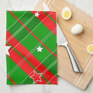 Classic Christmas pattern in red and green Tea Towel