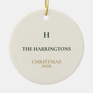Classic Christmas Personalized Family Monogram Ceramic Tree Decoration
