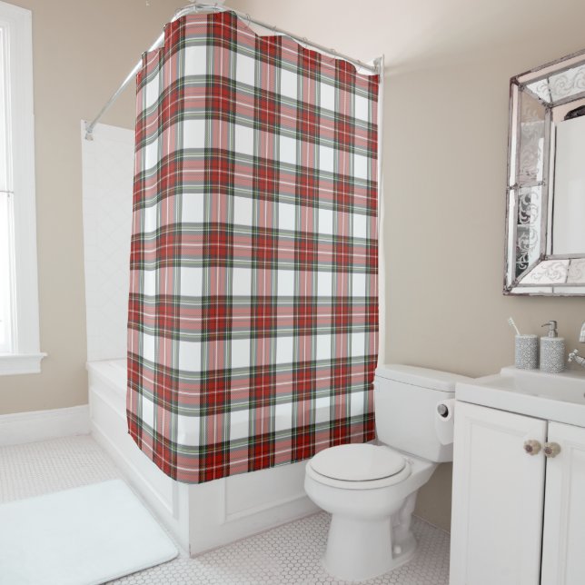 Classic Christmas Plaid Pattern Shower Curtain (In Situ)