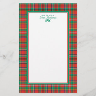 Classic Christmas Plaid Personalised Stationery