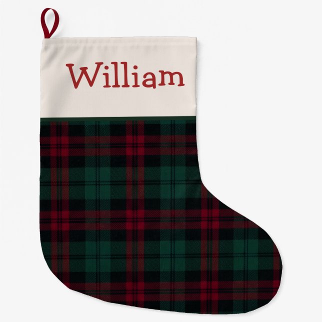 Classic Christmas Plaid Personalised Stocking (Front)