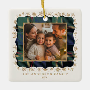 Classic Christmas Plaid Photo Template ID1141B Ceramic Ornament