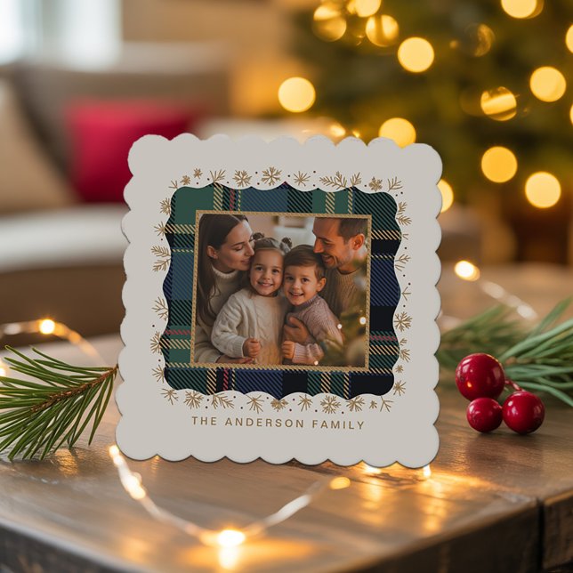 Classic Christmas Plaid Photo Template ID1141B Paper Coaster (Creator Uploaded)
