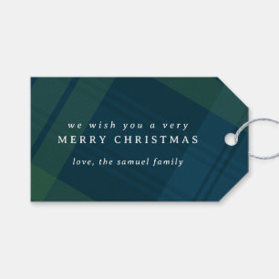 Classic Christmas plaid simple personalised Gift Tags