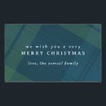 Classic Christmas plaid simple personalised Rectangular Sticker<br><div class="desc">With its classic holiday tartan background, this chic and stylish Christmas sticker is the perfect touch to all your presents. The navy and green black watch plaid inspired tag features a customisable message and a spot for personalisation. This plaid Christmas sticker is designed to match with the classic holiday tartan...</div>