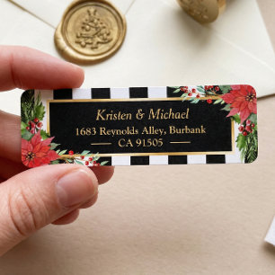 Classic Christmas Poinsettia Floral Gold Frame