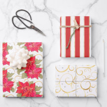 Classic Christmas Poinsettia Wrapping Paper