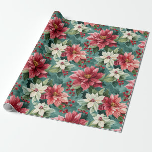 Classic Christmas Poinsettia Wrapping Paper