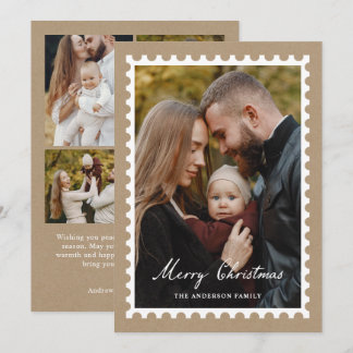 Classic Christmas Postage Stamp 5 Photo Holiday Card