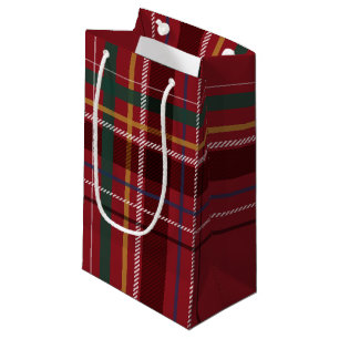 Classic Christmas present red plaid holiday Small Gift Bag