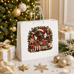 Classic Christmas Puppy Snowflake Holiday Gift Bag