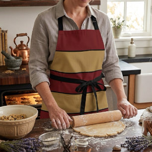 Classic Christmas Red And Gold Stripes Apron