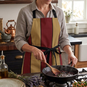 Classic Christmas Red And Gold Stripes Apron
