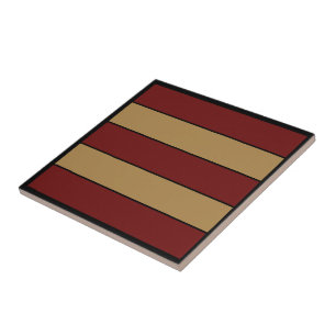 Classic Christmas Red And Gold Stripes Tile