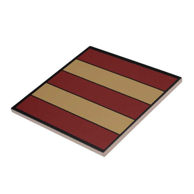 Classic Christmas Red And Gold Stripes  Tile (Side)