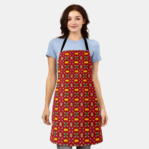 Classic Christmas Red and Green Geometric Seamless Apron