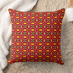 Classic Christmas Red and Green Geometric Seamless Cushion