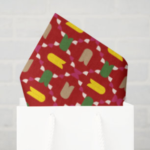 Classic Christmas Red and Green Geometric Seamless Tissue Paper