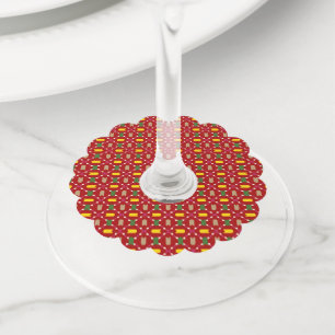 Classic Christmas Red and Green Geometric Seamless Wine Glass Tag
