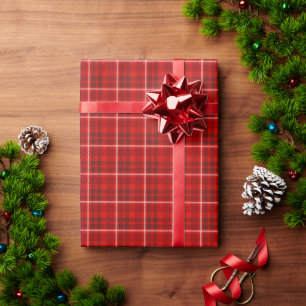 Classic Christmas Red Black Plaid Tartan Pattern Wrapping Paper