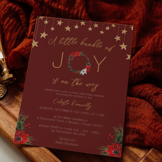 Classic Christmas Red Bundle Of Joy Baby Shower Invitation (Creator Uploaded)