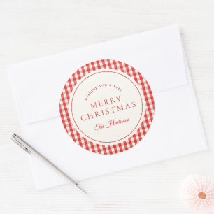 Classic Christmas Red Gingham Gift Tag