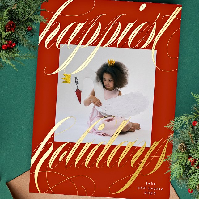 classic christmas red gold calligraphy one photo (Creator Uploaded)