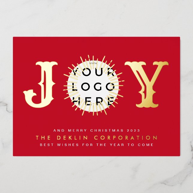 Classic Christmas Red GOLD JOY Business LOGO (Front)
