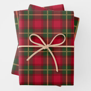 Classic Christmas Red Green Plaid Tartan Festive Wrapping Paper Sheet