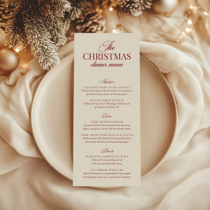 Classic Christmas Red & Ivory Calligraphy Menu Invitation
