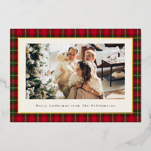 Classic Christmas Red Plaid Horizontal Photo Gold