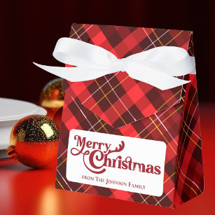 Classic Christmas Red Plaid Tartan Holiday Party Favour Box