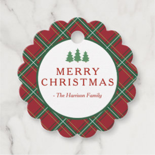 Classic Christmas Red Plaid Tree Gift Tag
