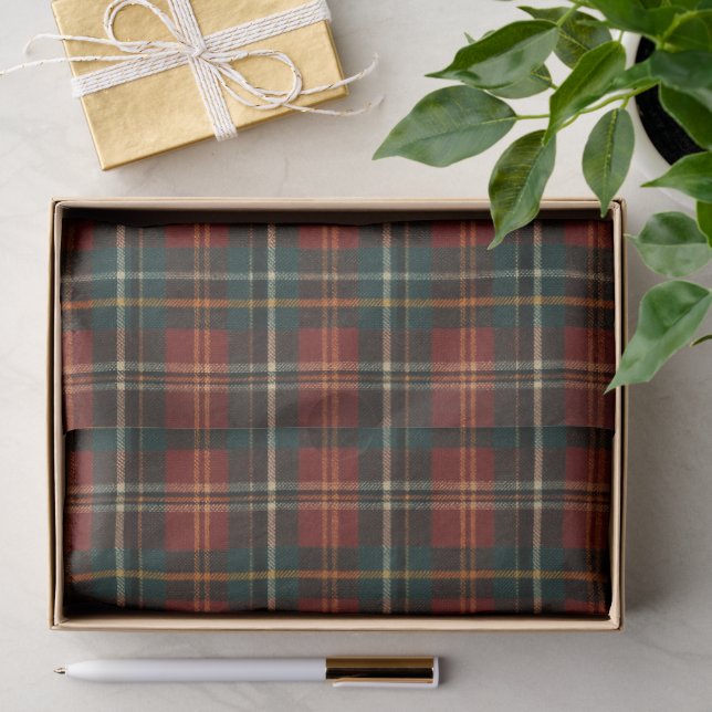 Classic Christmas Red Tartan Plaid Pattern Tissue Paper (Gift)