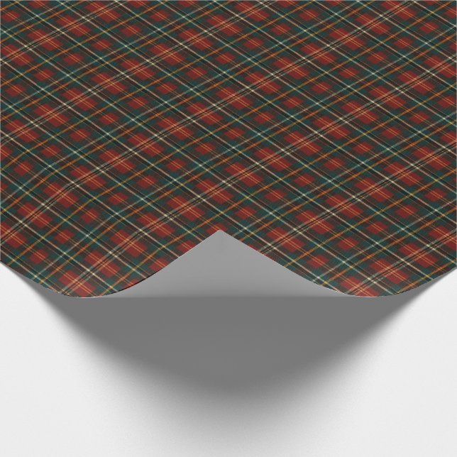Classic Christmas Red Tartan Plaid Pattern Wrapping Paper (Corner)