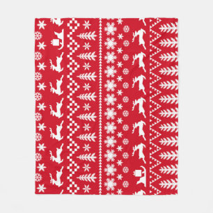 Classic Christmas: Red White Winter Pattern Fleece Blanket
