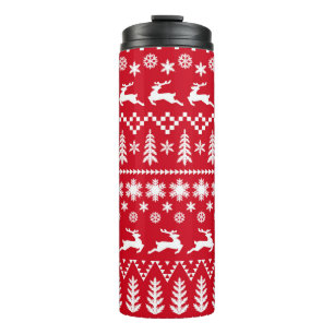 Classic Christmas: Red White Winter Pattern Thermal Tumbler