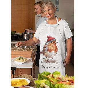Classic Christmas Robin, custom  Apron