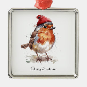 Classic Christmas Robin, custom Metal Tree Decoration