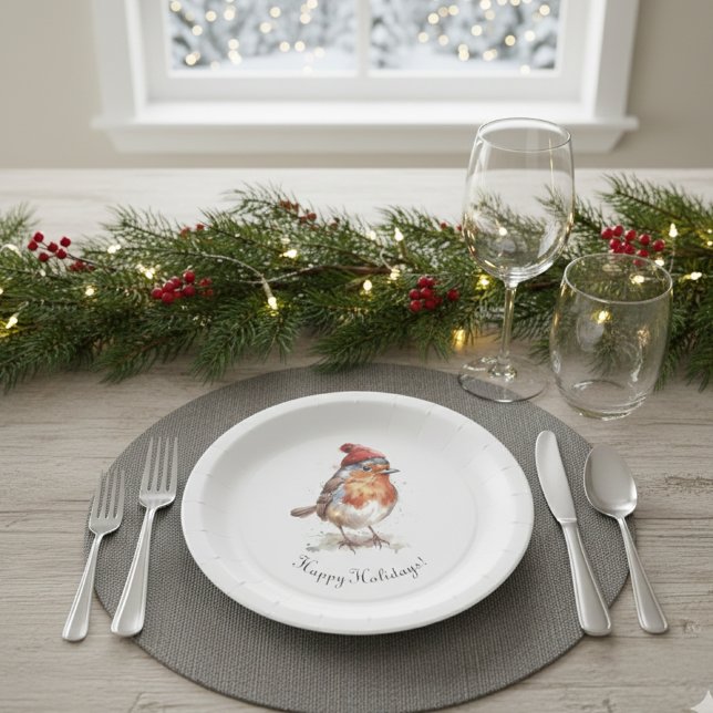 Classic Christmas Robin, custom  Paper Plate (Creator Uploaded)
