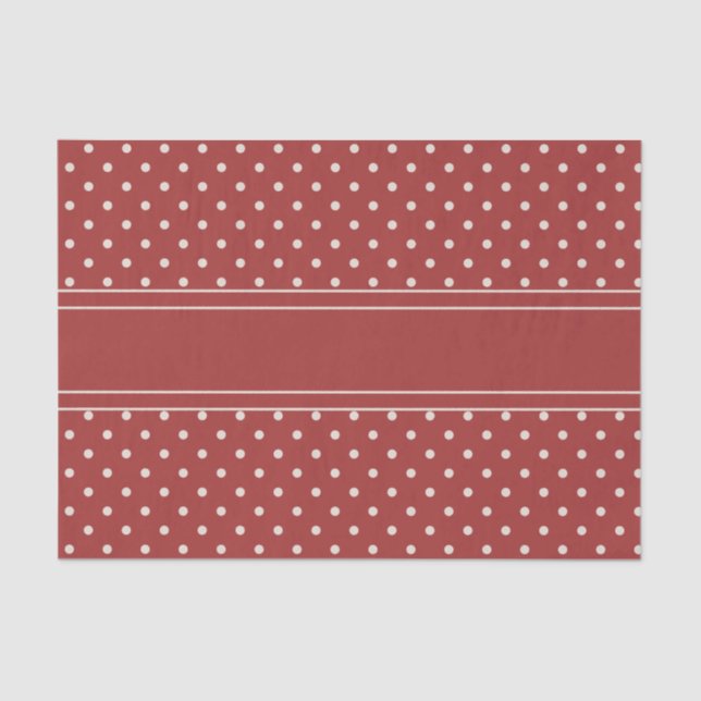 Classic Christmas Rustic Red Ivory Dot Stripe Tissue Paper (Front)